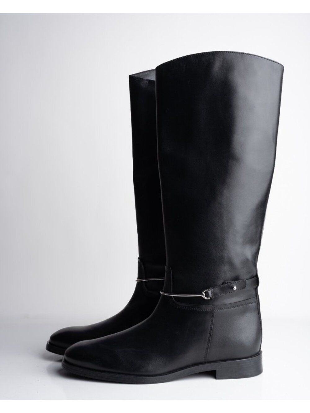 Massimo Dutti Womens Leather Knee High Riding Boots Black Sz US 9 EU 40 NWD - Picture 6 of 10